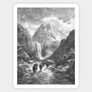 Trekking to Majestic Mountains and Waterfall Sticker